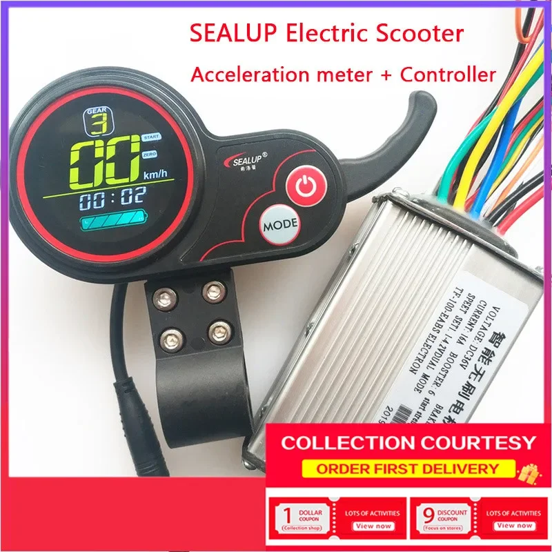 For SEALUP Electric Scooter 36V 48V Motor Brushless Controller  Mountain Bike Speed  with LCD Display Panel