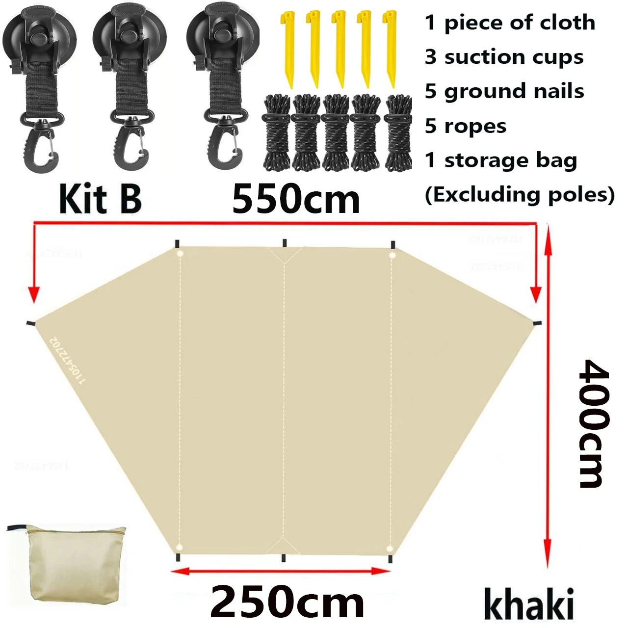Parasol Lateral para Auto en Forma de Carpa Grande, Tela Impermeable, para Campamento al Aire Libre, Cubierta Trasera Tipo Caja para SUV
