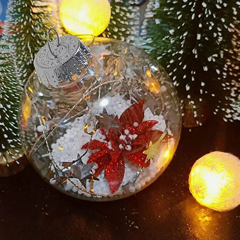 

Baubles Transparent Ball Hollow Iridescent 6/8/10cm Christmas Tree Glass Hanging Ornament Plastic Round Seamless