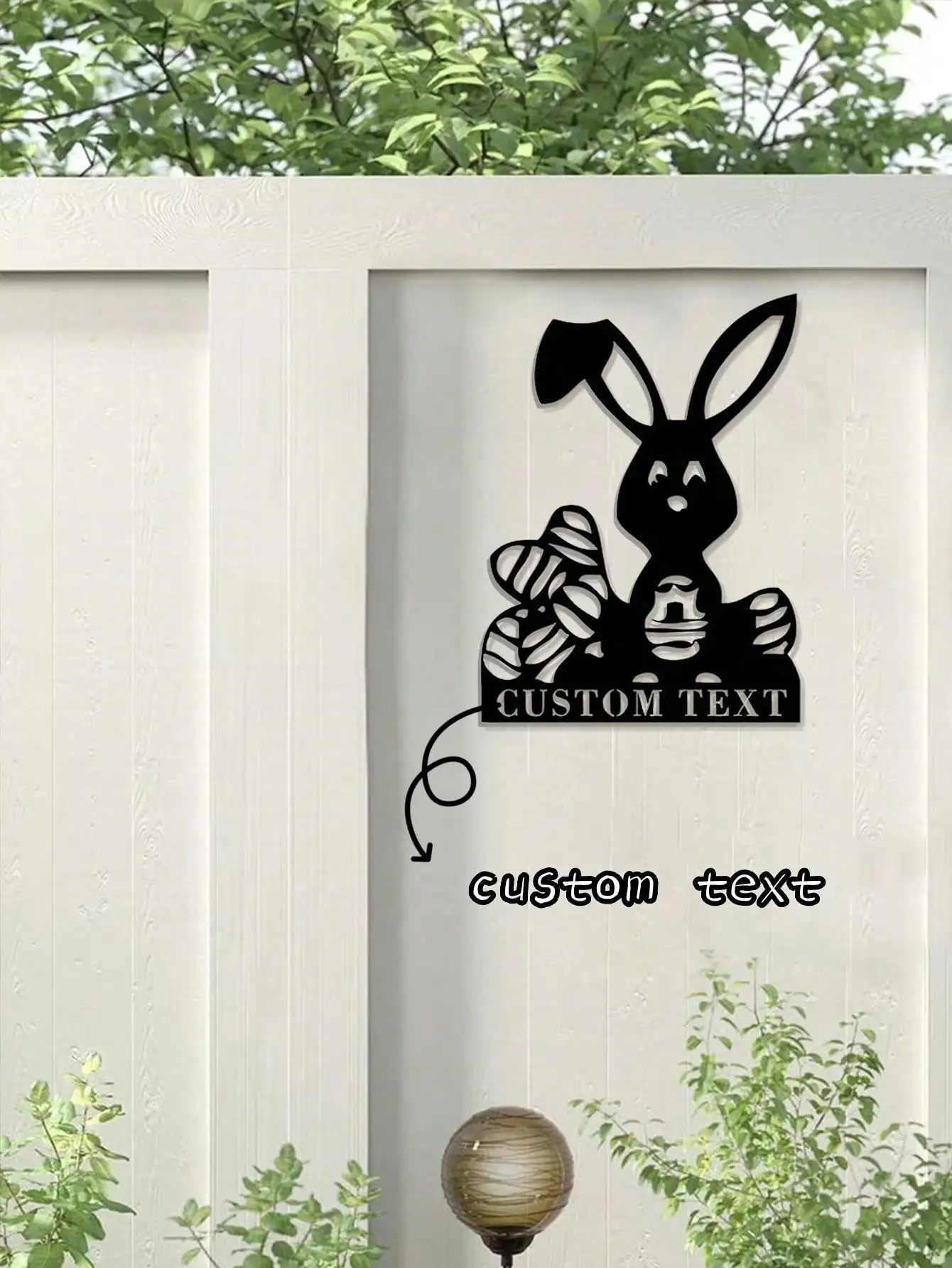 

Personalized Easter Metal Sign Rabbit Egg Spring Garden Decor