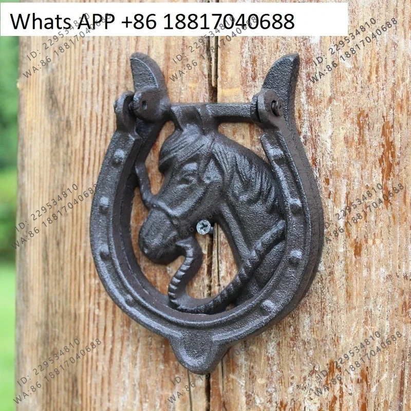 Retro classic European cast iron handicrafts retro door knock courtyard home wall decoration horse head antique door handle