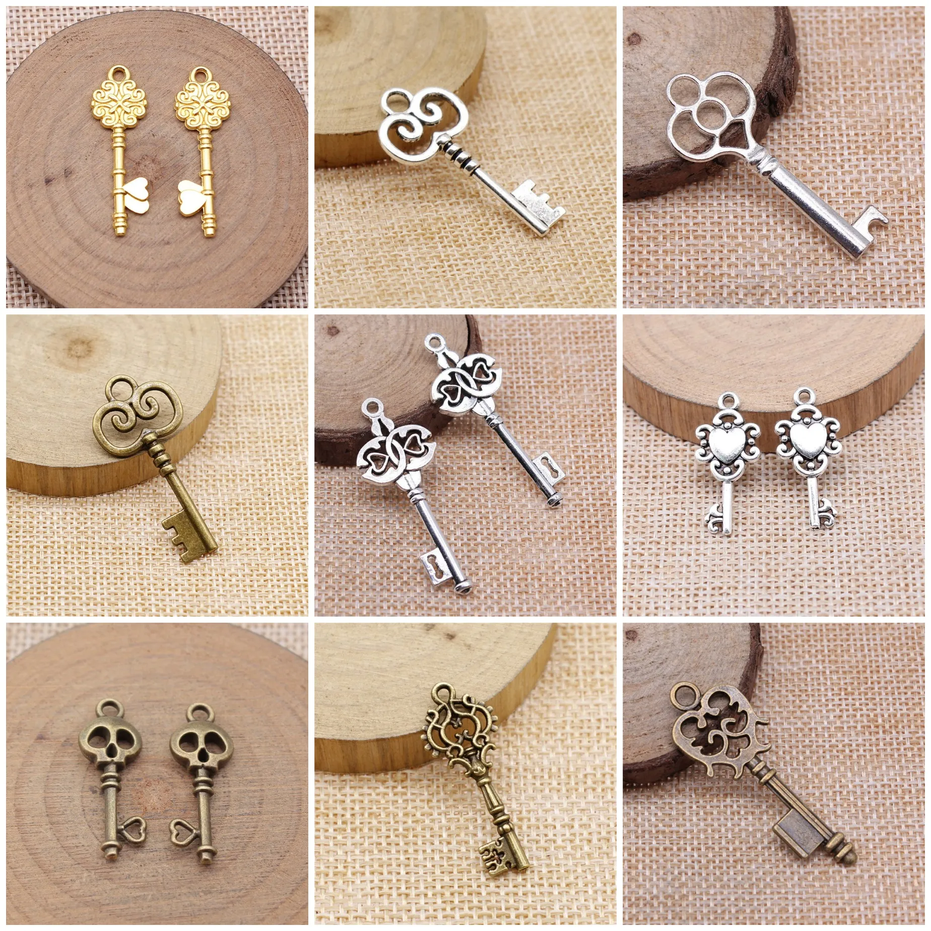 Vintage Heart Key Matching Love Charms Pendant Couple Bulk For DIY Jewelry Making Bracelet Necklace