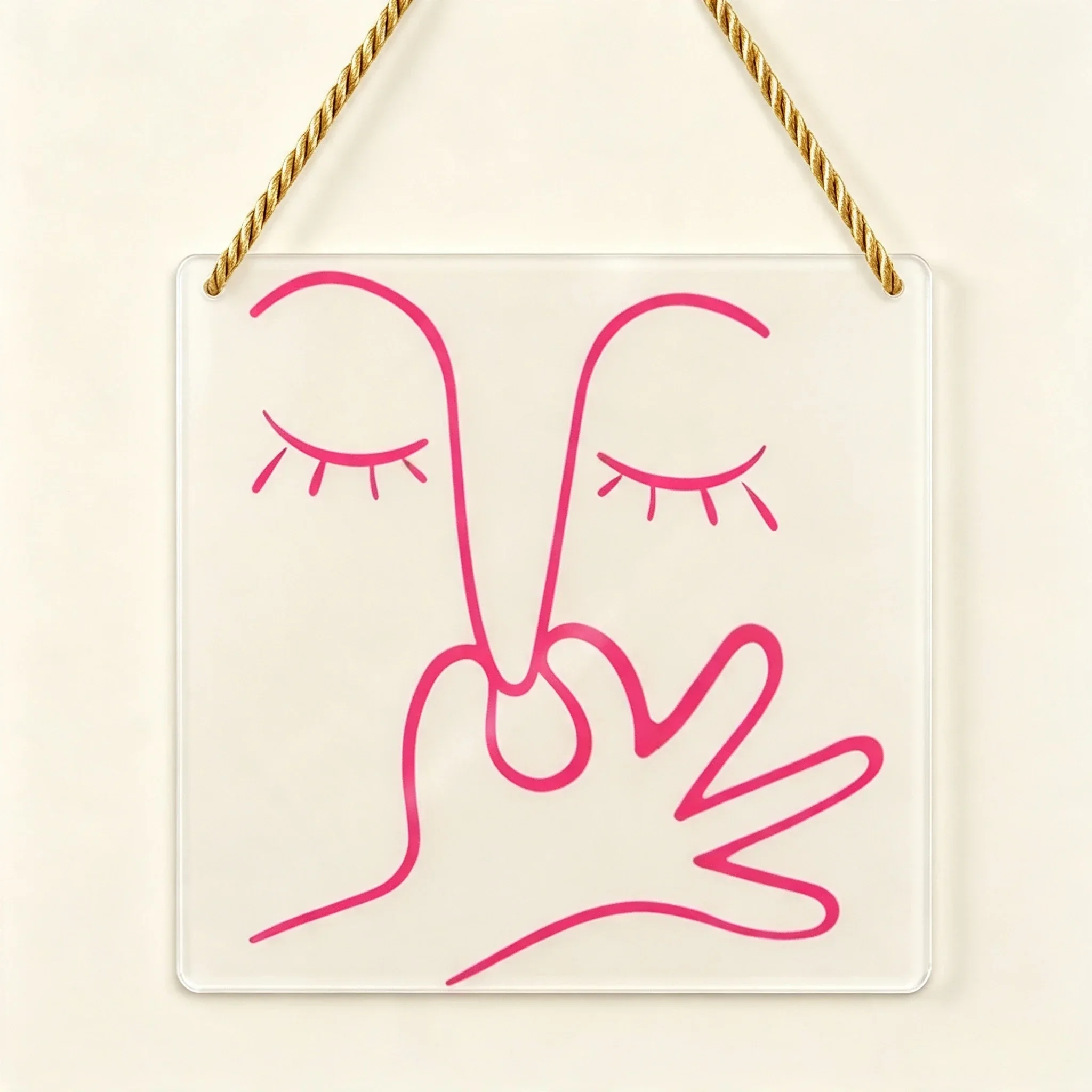 Abstract Contour Face Acrylic Wall Hanging Boho Aesthetic Room Decor Plaque,Minimalist Line Art Face Acrylic Hanging Sign Abstract Face Wall Decor