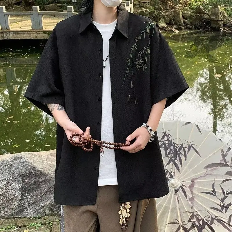 

Новая летняя свободная куртка-рубашка из бамбука с вышивкой в китайском стиле, большие размеры, весна-лето, молодежная мода