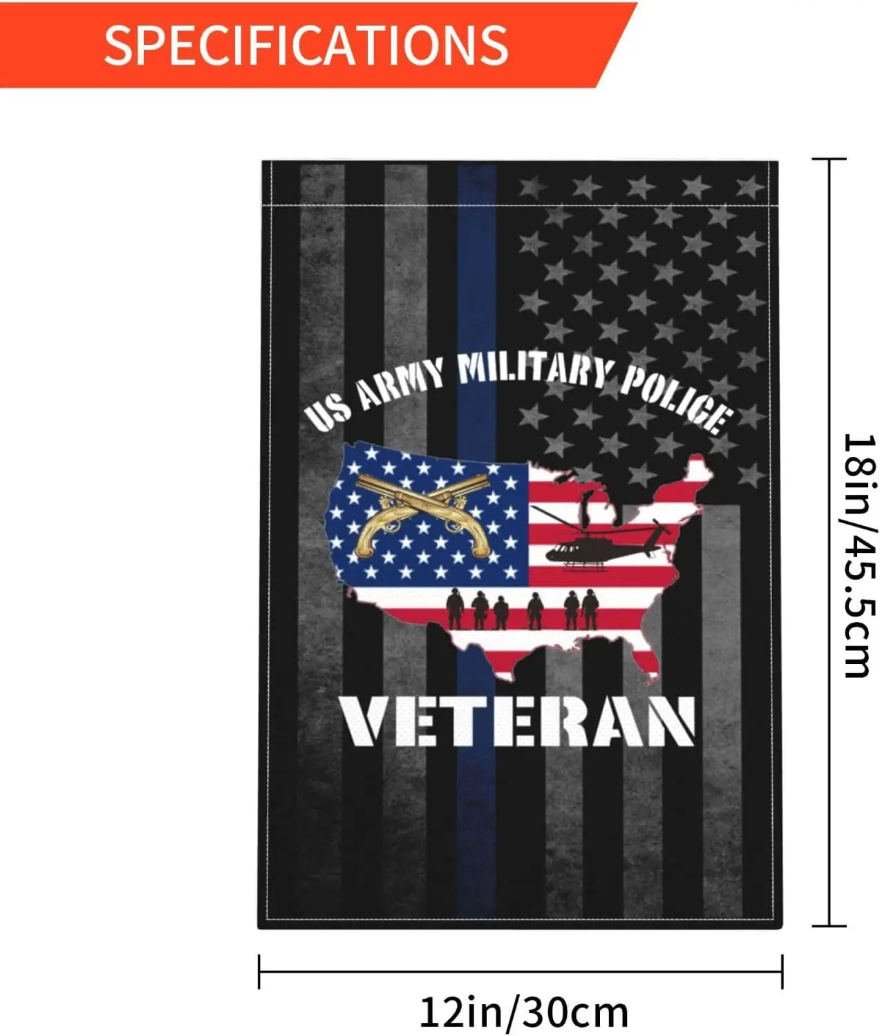 Us Army Military Police Veteran Garden Flag 12x18 Inch UV Fade Resistant Double Sided Front Porch Flag CCL IIX SSL