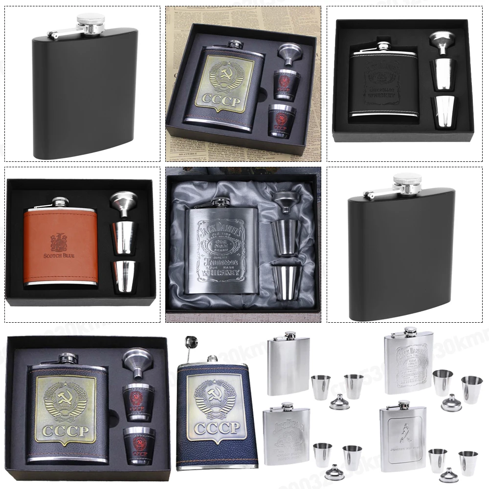 Stainless Steel Hip Flask Wine Whisky Pot Bottle For Men Portable Drinker Alcohol Container Pocket Wine Bottle Screw Cap