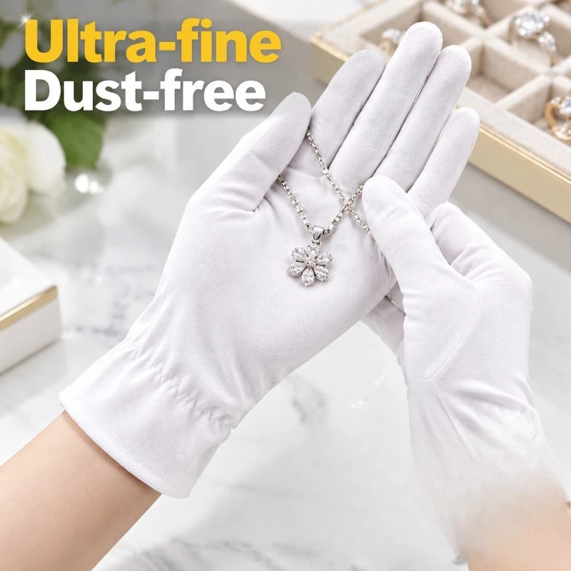 Ultra-fine Dust-free Jewelry Counter Glove, Stage, Cycling & Dance Etiquette Handwear, Unisex Wearable Protective Mitt