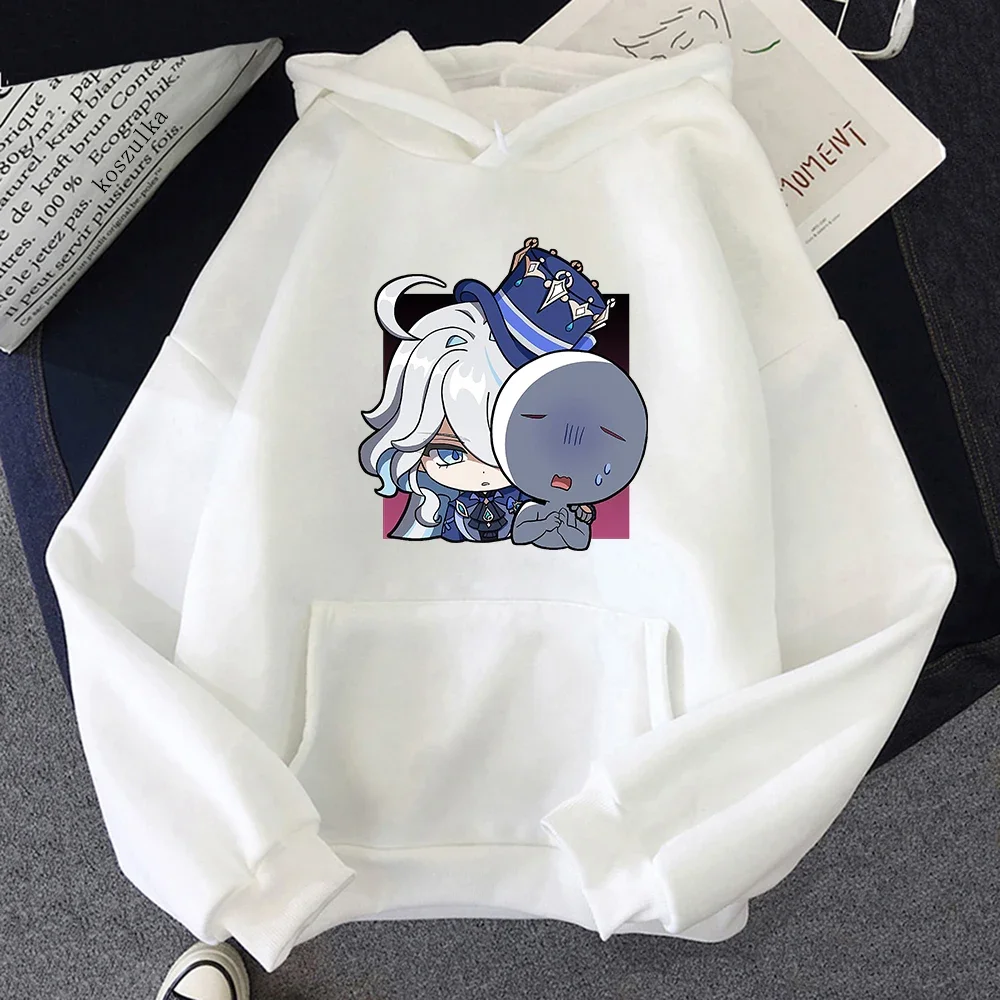 Genshin Impact Furina Print Hoodie Kawaii Cartoon Harajuku Aesthetic Vintage Unisex Hoodies Funny Clothing Women\'s Sweatshirts