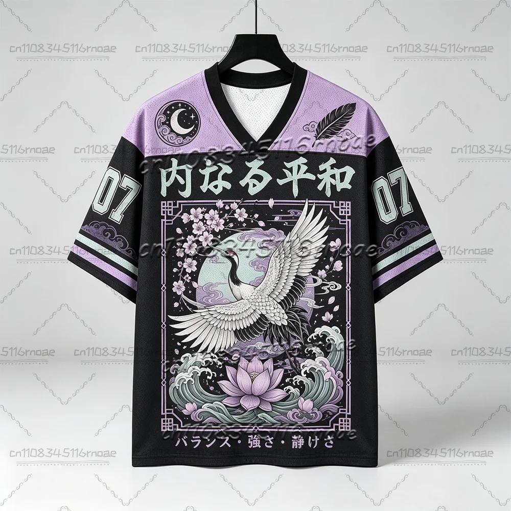Japanese Style New Harajuku Style Animal Digital V-neck Jersey Y2k Adult Breathable Quick Drying Sports Child T-shirt Unisex Top