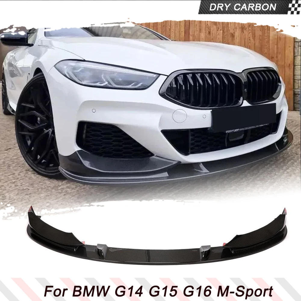 Car Front Bumper Lip Spoiler Splitters for BMW 8 Series G14 G15 G16 2018-2024 Prepreg Dry Carbon Front Lip Chin Apron Spoiler