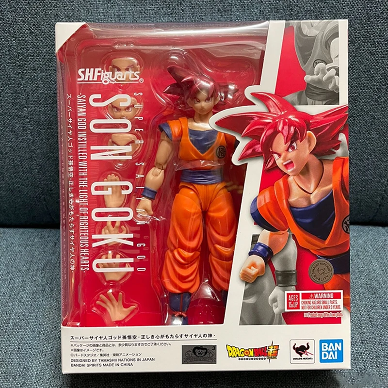 

Original Bandai S.h.figuarts Dragon Ball Z Son Goku Super Saiyan God Red Hair Anime Figure Toys Pvc Action Movable Model Gift