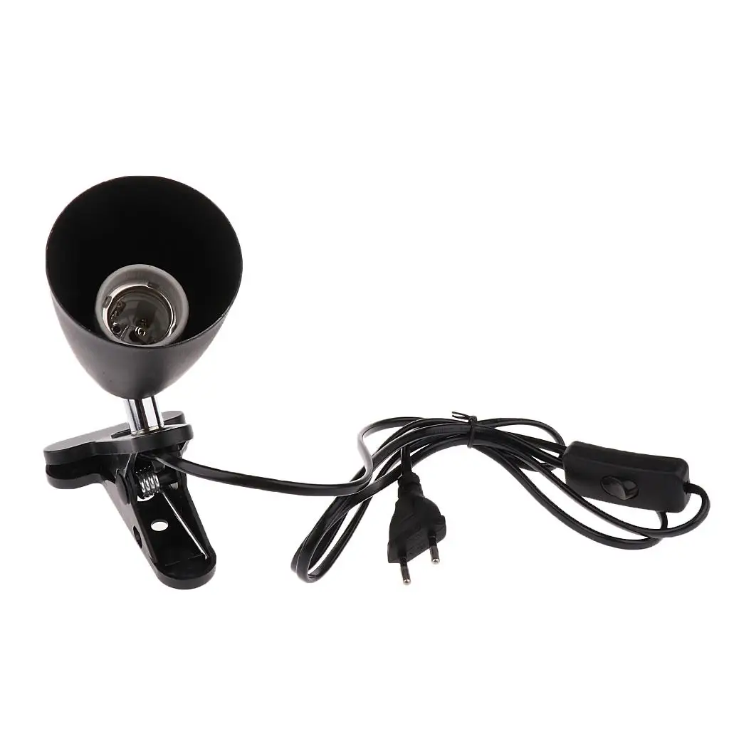 Reptile Heat Lamp Holder Socket UVB Bulb Fixture Adjustable Clip on for Terrarium Lighting Setup