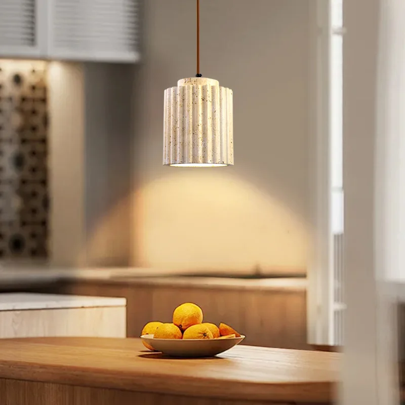 

Japanese Retro Pendant Light with Yellow Cave Stone Design Living Room Decoration Bedroom Bedside Lamps Study Lighting Fixtures