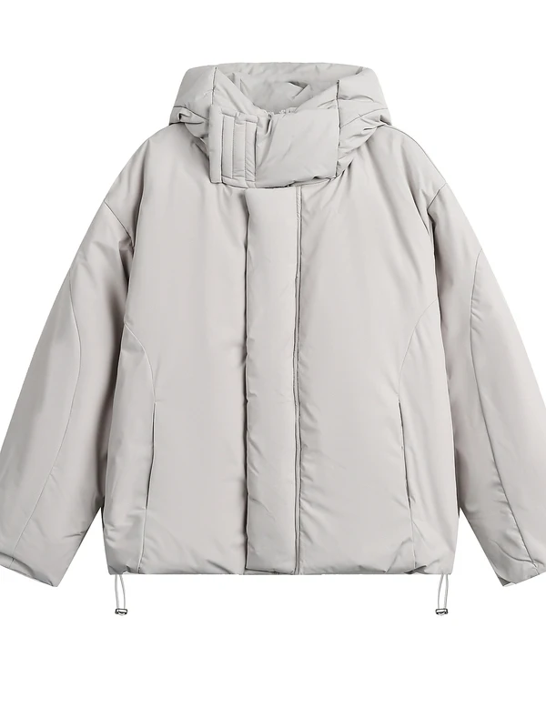 

Large Size Hooded down Cotton Jaet Men's Women's Warmth Winter Coat Youth Faion Thiened Long Sve Zipper Closure