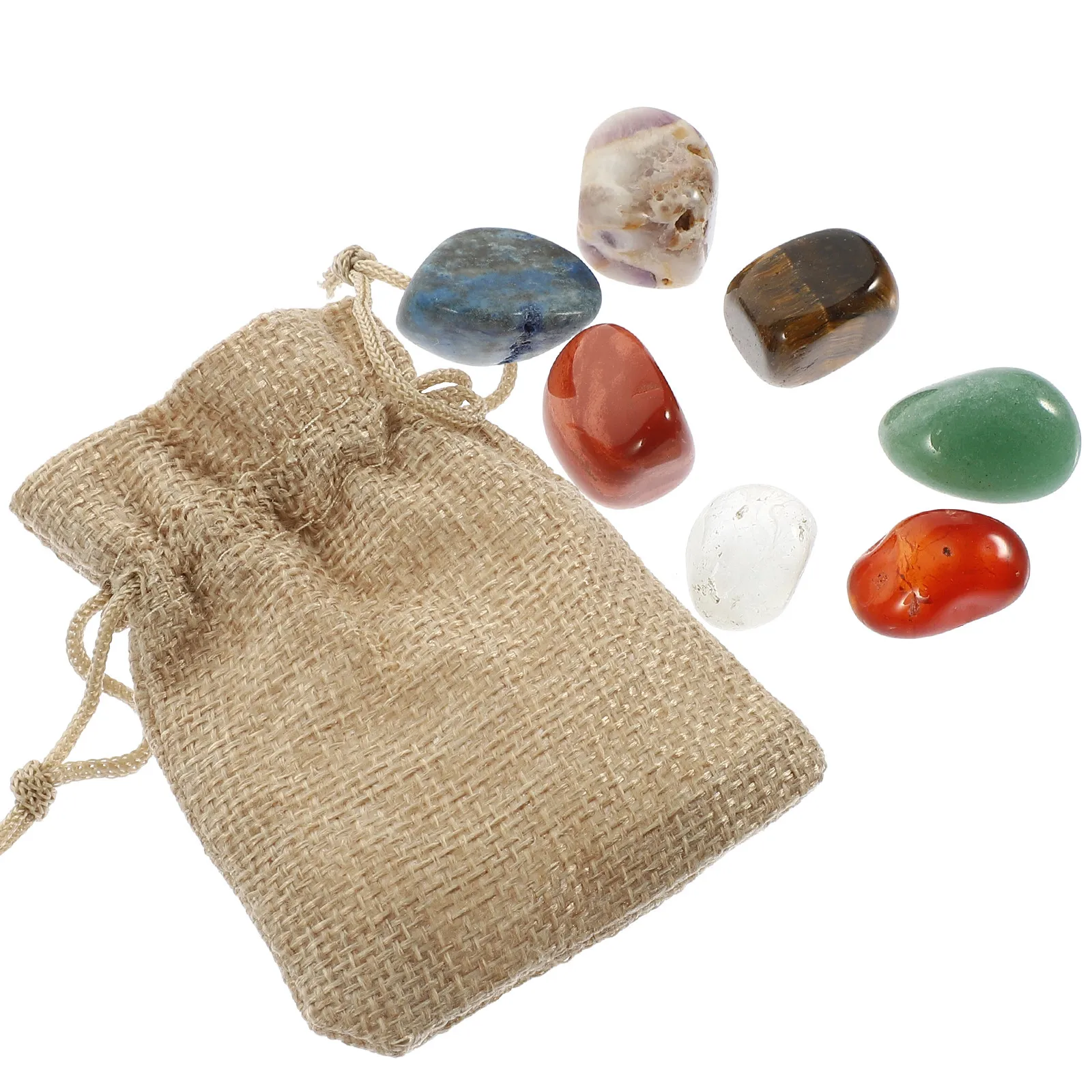

1Set Crystal Stones Delicate Natural Chakra Meditation Set for Yoga Room Decor Stress Relief Massage Tool