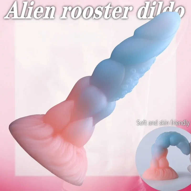 Glow In The Dark M Size Monster Dildo Prostate Massager G-Spot Stimulator Anal Plug Penis Masturbator Adult Sex Toy for MenWomen - view 2
