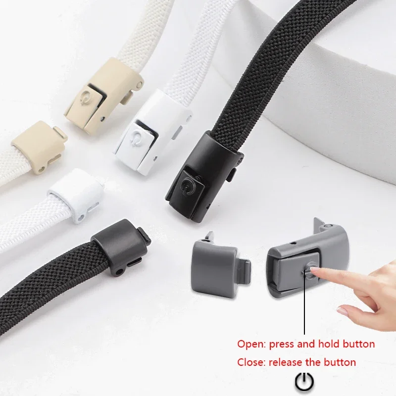 Press Lock-Schnürsenkel ohne Krawatten, elastische Schnürsenkel, Sneaker, 8 mm, verbreitert, flach, ohne Krawatte, Schnürsenkel für Kinder und Erwachsene, Schnürsenkel für faule Schnürsenkel