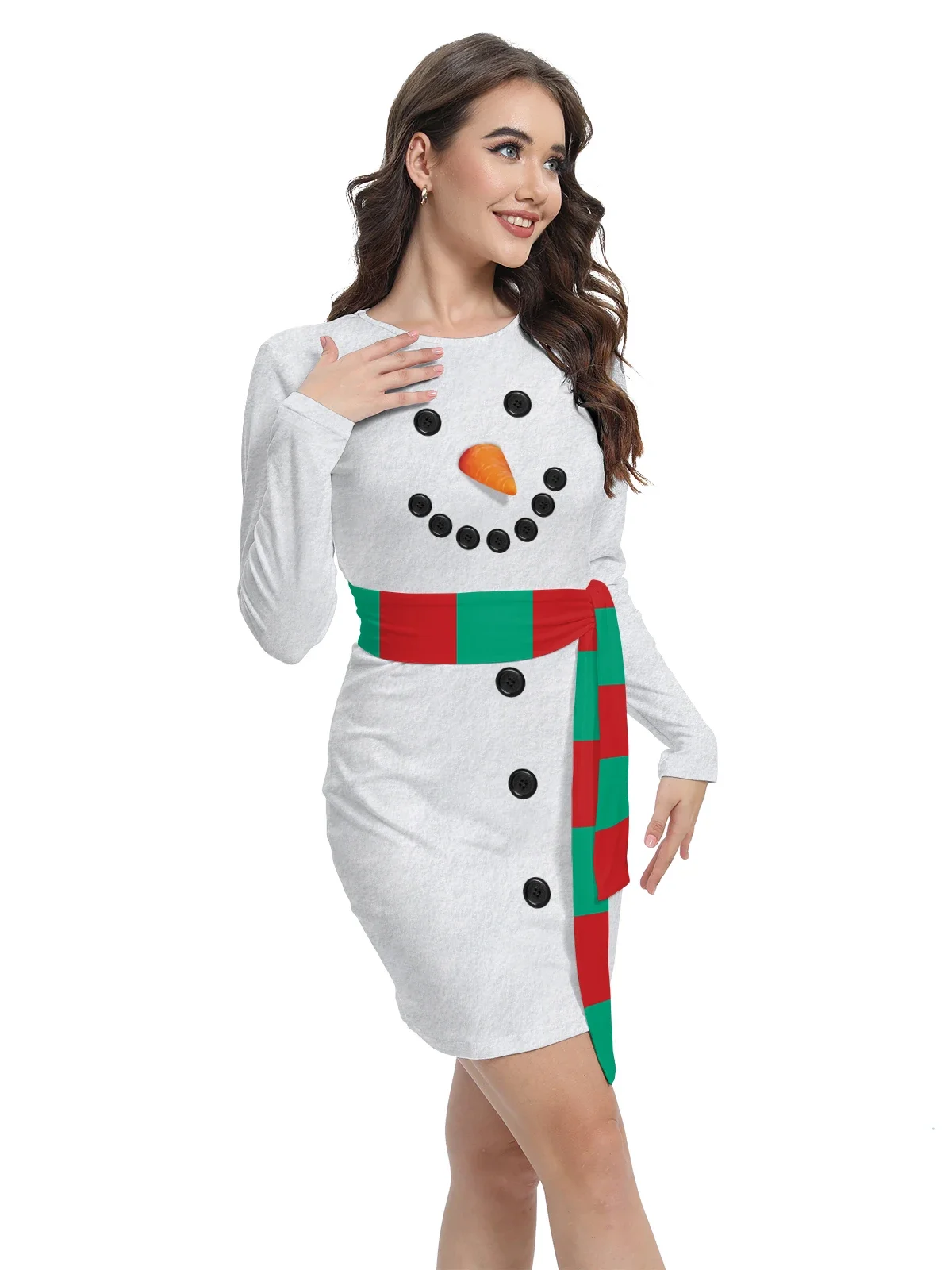 Christmas Costumes Matching Clothes Santa Dress Cosplay Snowman Printed Dresses Christmas Women Girl Fancy Dress