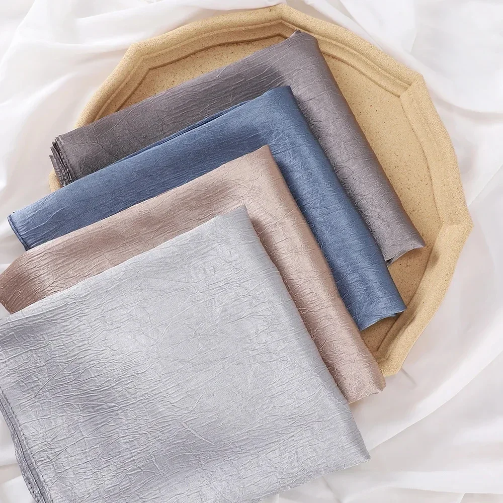 

Satin Crinkle Hijab Scarf Solid Shawl Plain Muslim Women Hijabs Breathab Islam Women Turban Pleated Scarf Ramadan 180x70cm