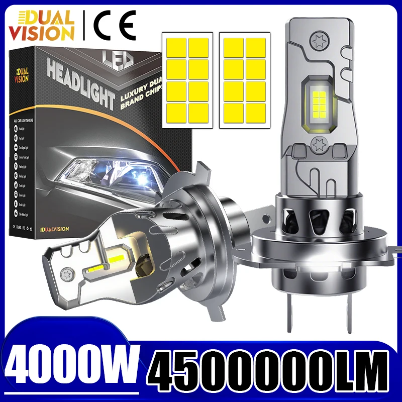 

Dualvision H7 H4 LED Car Headlight Bulbs CANBUS 1:1 Mini Lamps 16pcs 7035 CSP Wireless Car Led Lights with Fan Plug&Play 6000K
