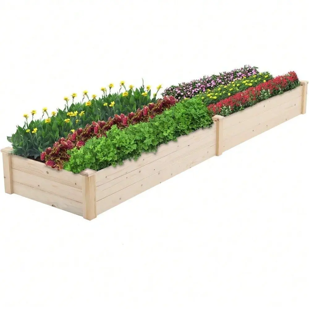 

Gardens 8 Ft Raised Garden Bed Wooden Patio Raised Beds Backyard Elevated Planter Box Grow Vegetables Fruits Herb Yard Fast Eas