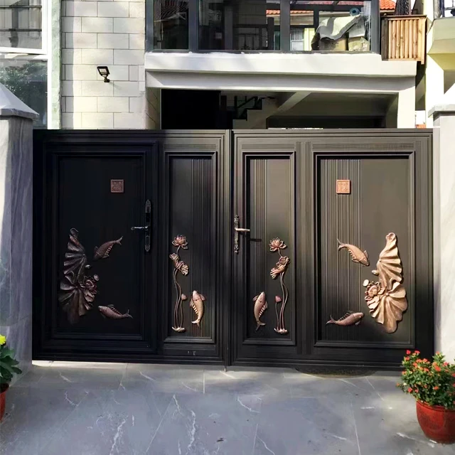 Custom Outdoor Privacy Metal DIY Garden Fence Panel Front Entry Swing Door Heavy-duty Aluminum Sliding Gate