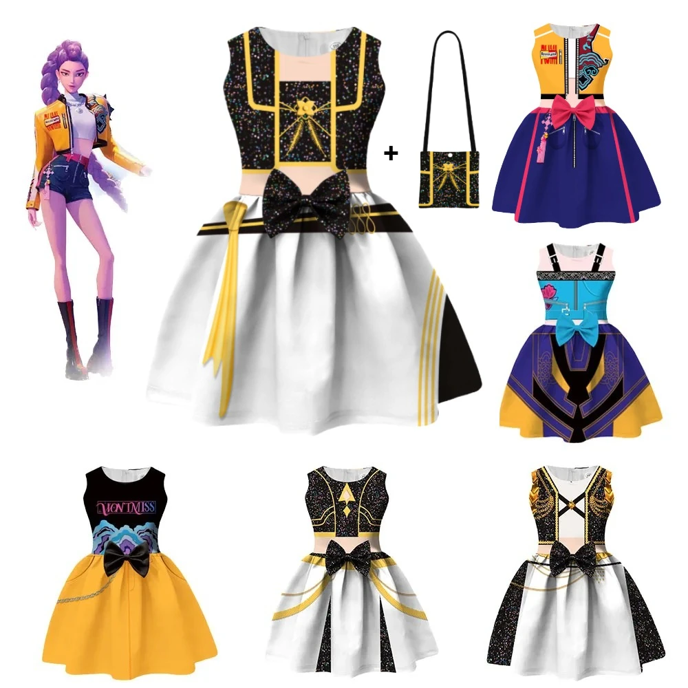 

NEW KPop Demon Hunters Girl Mira Rumi Zoey KidsDress Bag for Halloween Carnival Clothes Birthday Vestidos Dress Birthday Gift