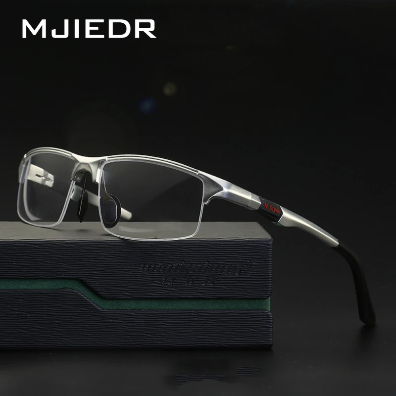 

MJIEDR Half-Frame Sports Glasses Frame Ultra-Light Aluminum-Magnesium Material Optical Prescription Glasses Frame Men Y3121