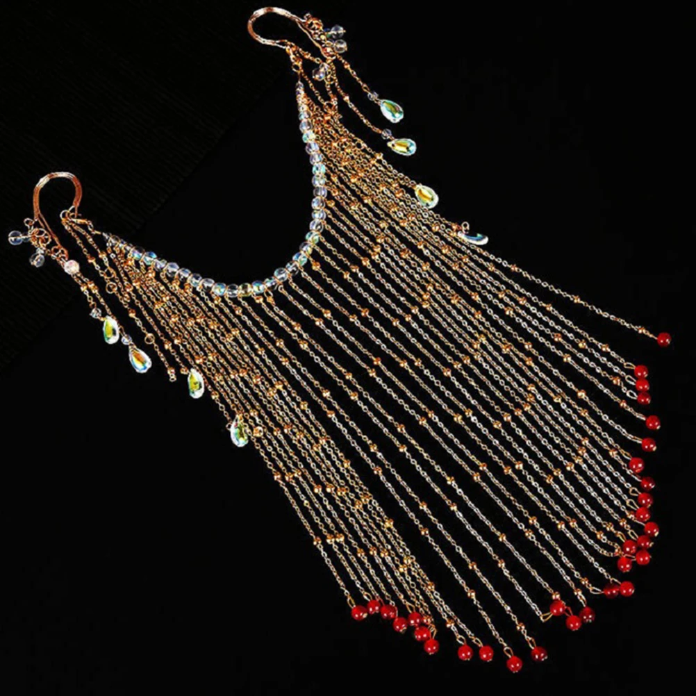 

Facial Cord Accessories Alloy Hair Ornaments Tassel Hanging Ears Cover Festival Lightweight Mesh Design