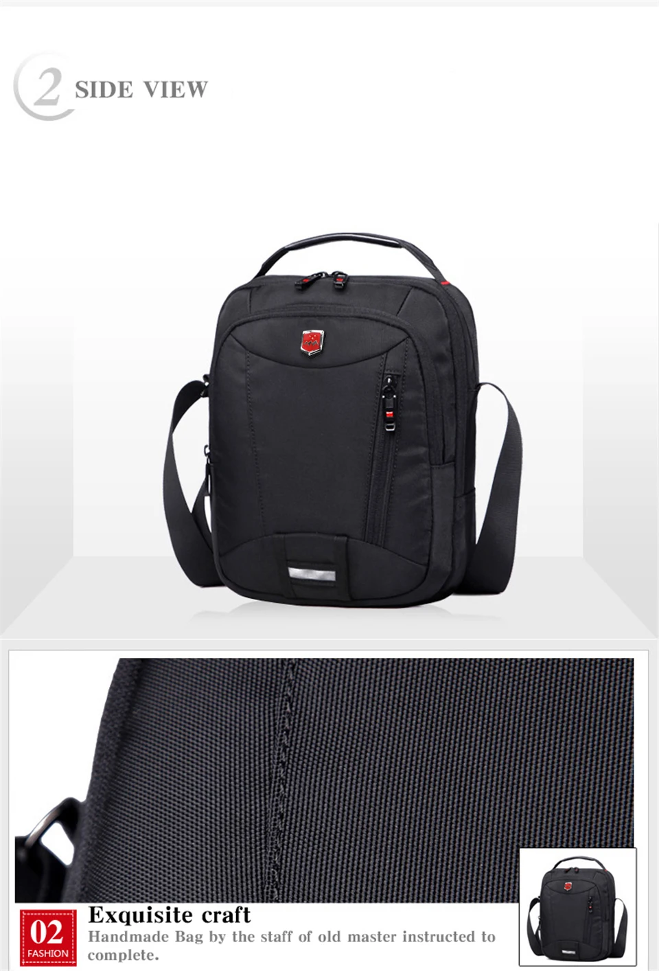 Schweizer Wasserdichte Oxford Herren-Umhängetasche Multifunktionale Business-Casual-Aktentasche Reise-Schultertasche Modische Handtasche – Detail 11