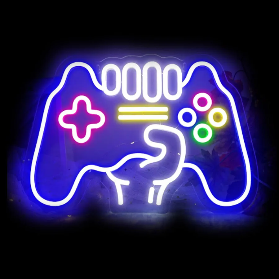 Gamepad Shaped Neon Sign for Gamer Room Decor Gaming Neon Sign for Boys Room Wall Decor Store Display Real Glass Tube Handcraft