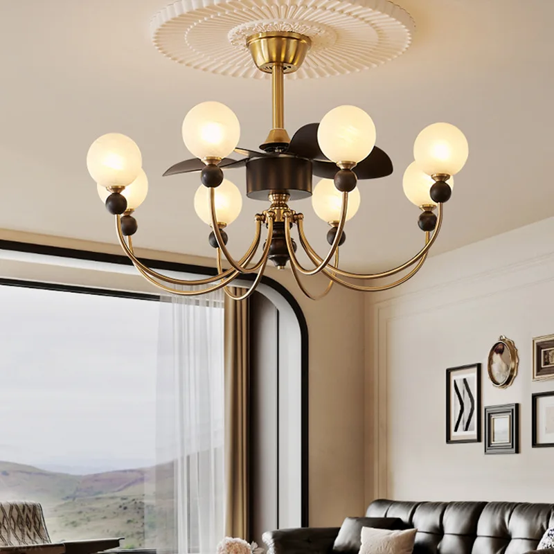 French style, medieval style, living room, chandelier, fan, new model.