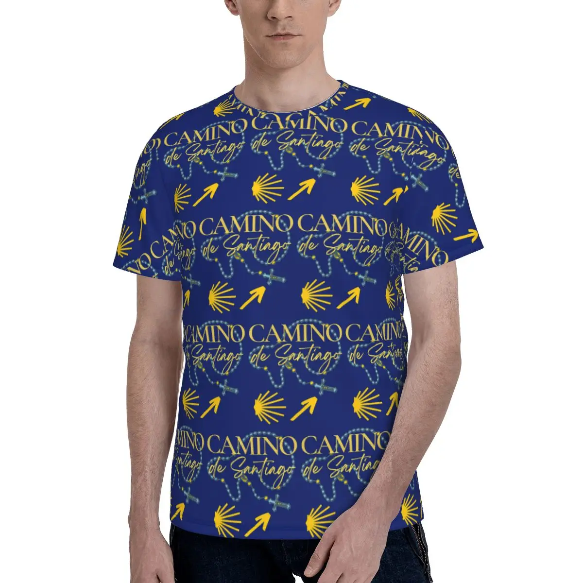 Camino De Santiago Spain Espana T-Shirt for Men Cotton T Shirts Men's Tees Short Crew Neck Summer Clothes Tops