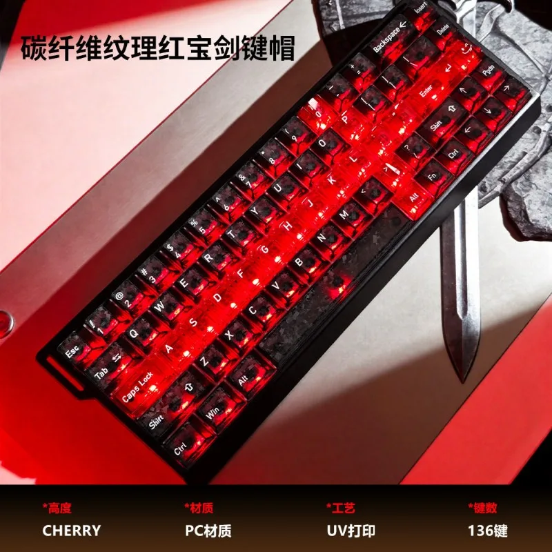 Full Transparent Transparent Keycap Set PBT Cherry Profile PC Keycaps Ice Transparent Crystal Clear Mechanical Keyboard Key Caps