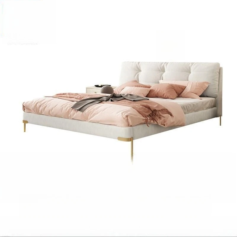 

Nordic matte cloth bed, light luxury modern simple fairy bed, master bedroom Internet celebrity wabi sandy wind soft bag