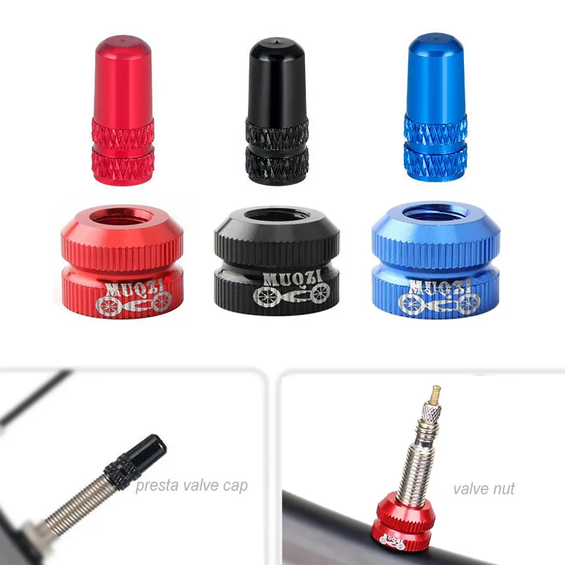 2~8sets Bicycle Tire Valve Nut with Presta Valve Cap Set MTB Road Bike Tubeless Presta Valve Protection Screw and Cover