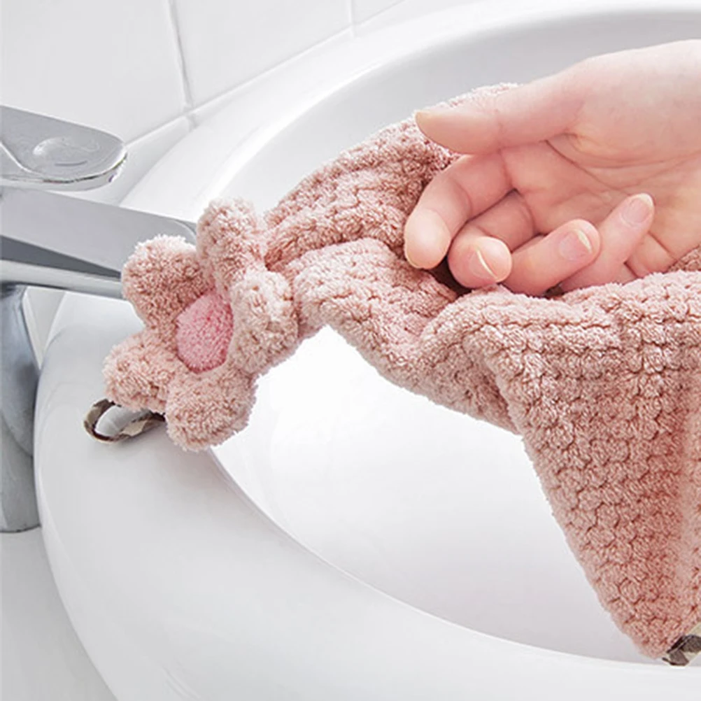 الوردي مسح الأيدي منشفة عباد الشمس تصميم حلقة معلقة التجفيف السريع ماصة للماء منشفة الصحون للمنزل المطبخ الحمام استخدام لا #1