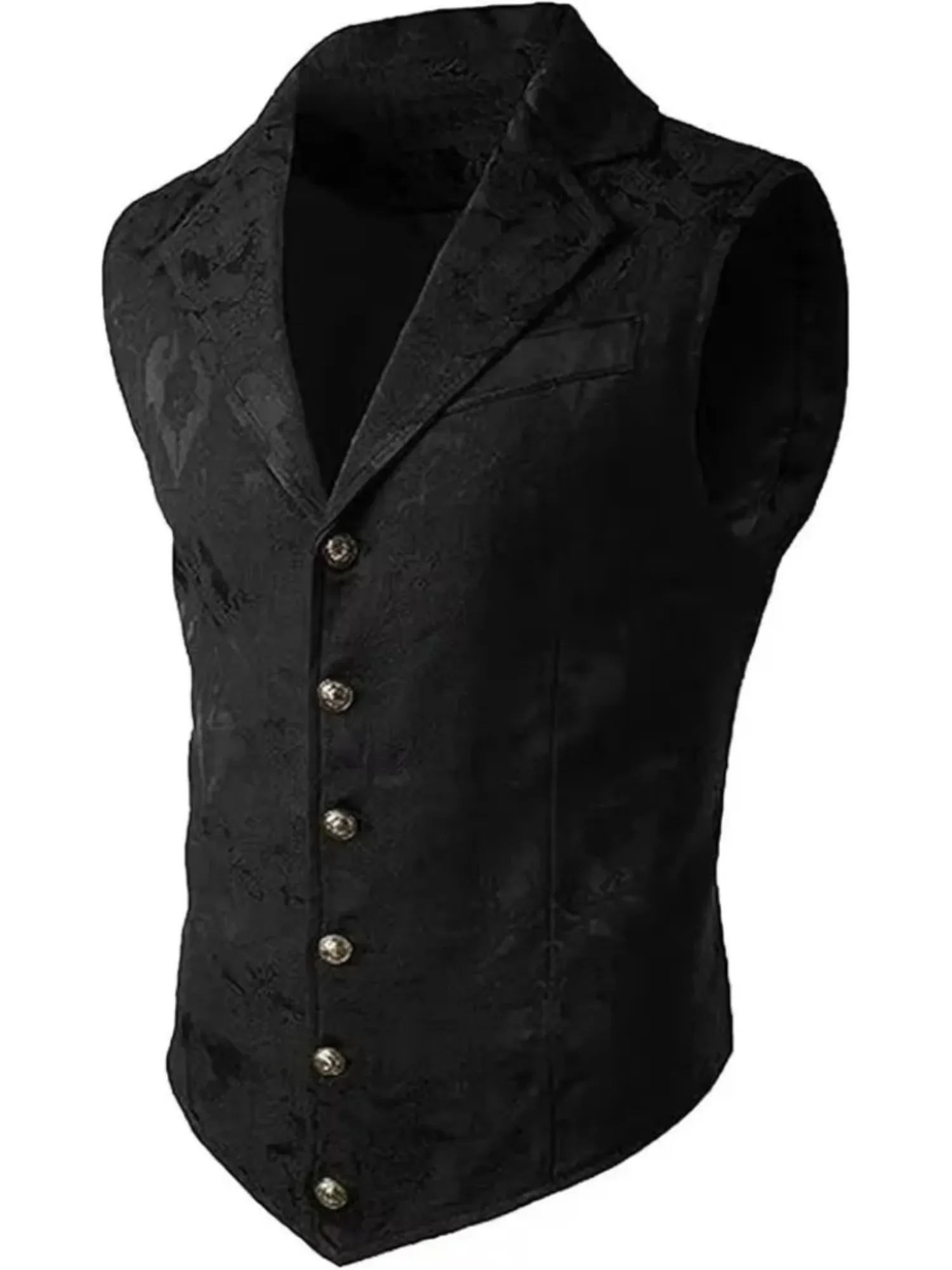 Viktorianische Blumen-Jacquard Herrenanzugweste Formelle Business-Weste mit Revers Einreihig Slim Fit Weste für Hochzeit Bankett Party – Detail 12