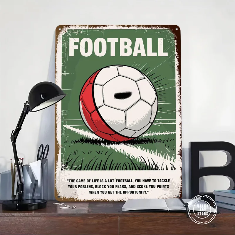 Soccer Ball Quotes Poster Customized Wall Art Vintage Metal Signs Retro Tin Plaque for Man Cave Office Decoration Gaming House