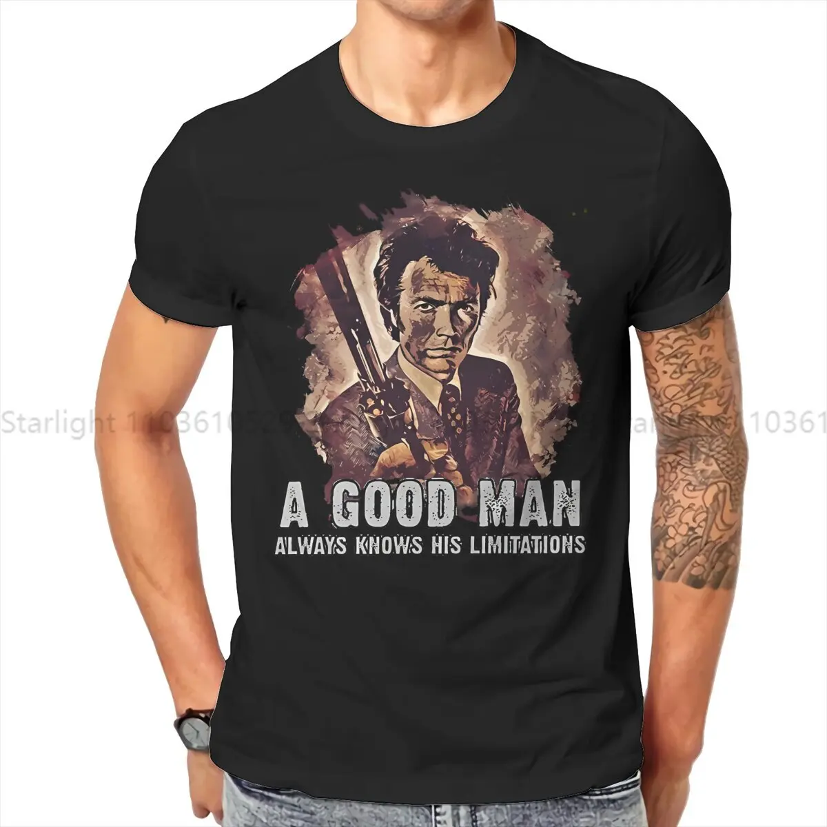 

Magnum Force Gun Man's TShirt Dirty Harry Crewneck Short Sleeve T Shirt Funny Gift Idea