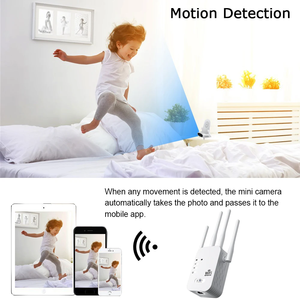 Mini Camera Home Store video recorder Multi functional Wireless router Full HD1080P Wireless WiFi Control Remote Mobile Viewing