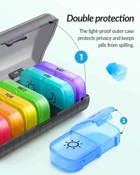 一組7天周用藥盒藥片盒便攜式旅行藥品收納整理盒帶秘密隔層藥盒 8 最佳銷售 藥盒鑰匙扣 - №7