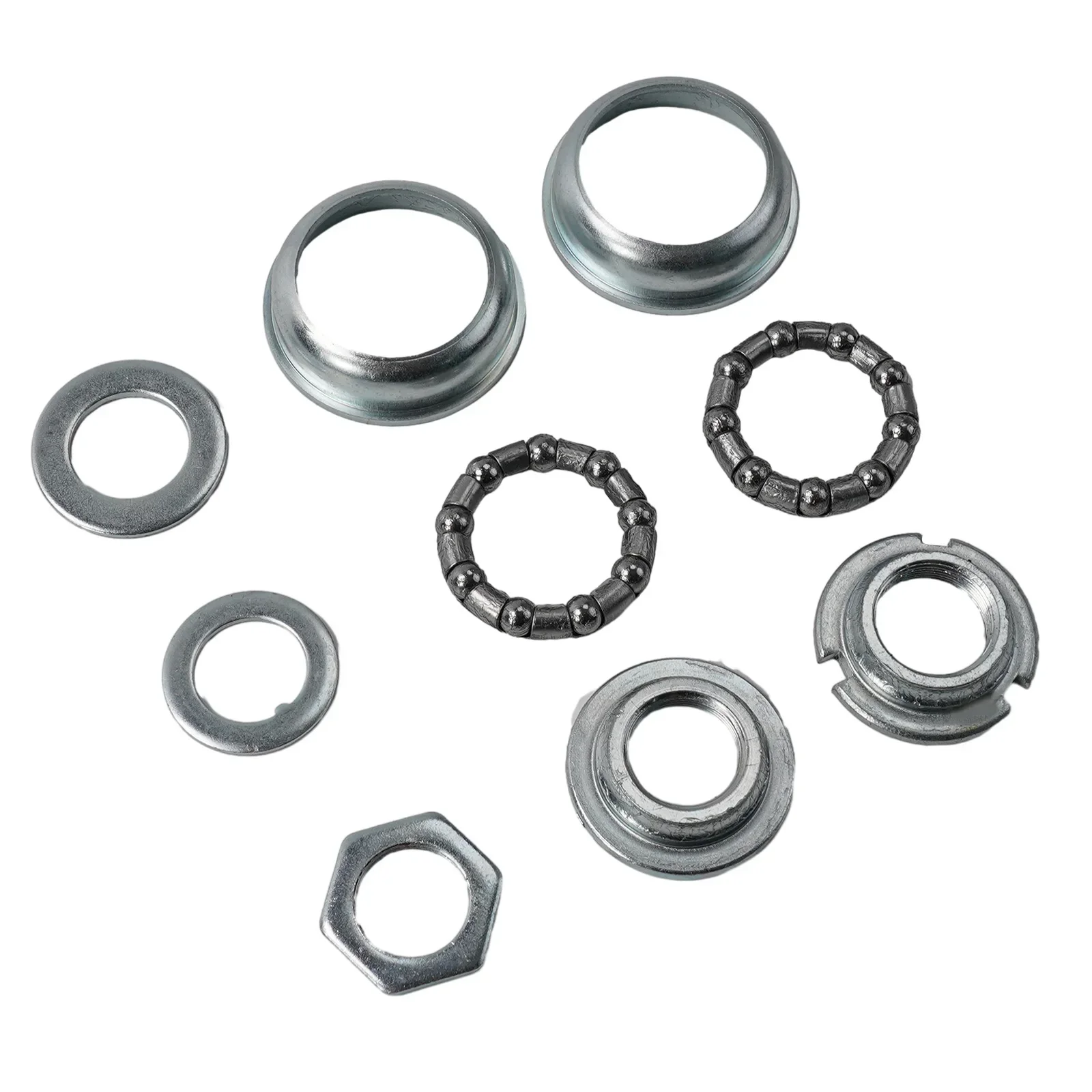 Bike Bicycle Bottom Bracket Kit For Solid 1 Piece Crank Silver Color Steel Material Includes Frame Cups & Washers