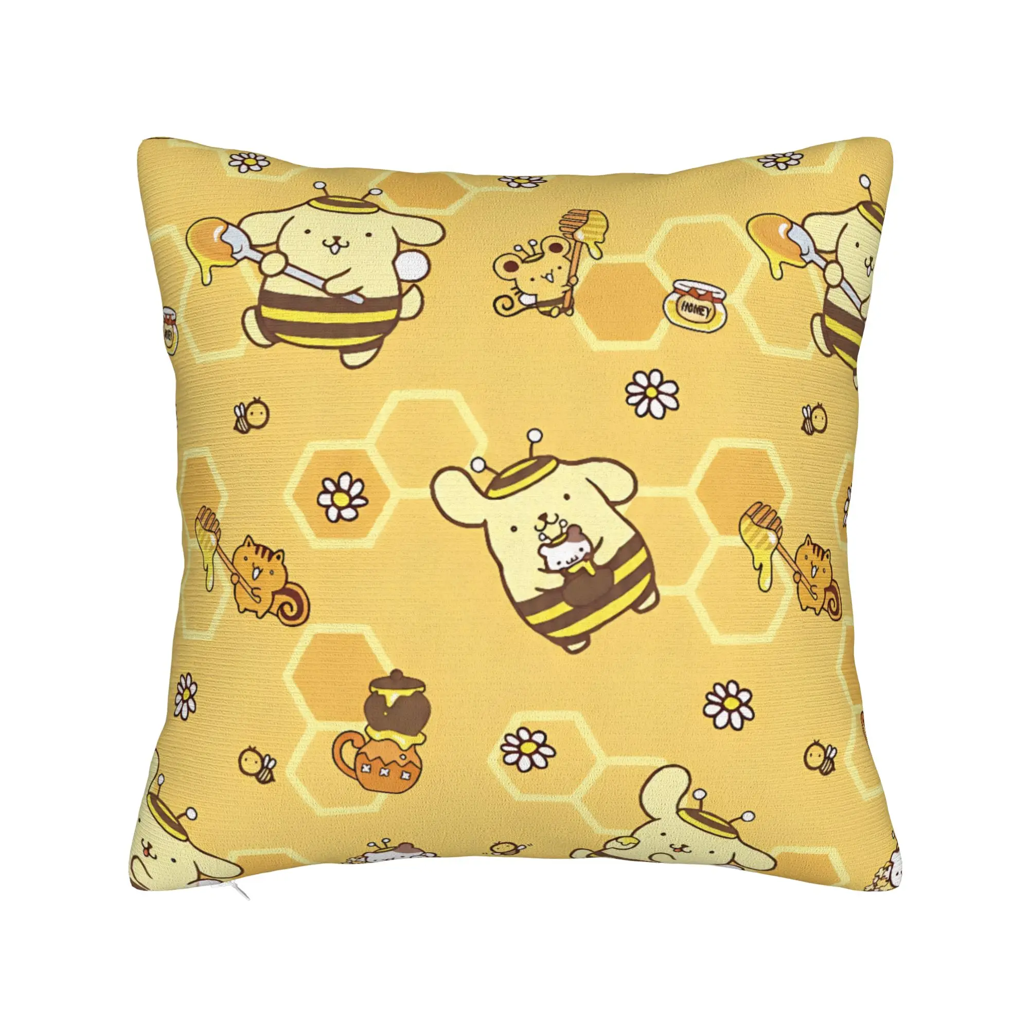 Pompompurins Cute Bee Pillowcase Printed Polyester Cushion Cover Decor  Pillow Case Cover Home Wholesale 40*40cm