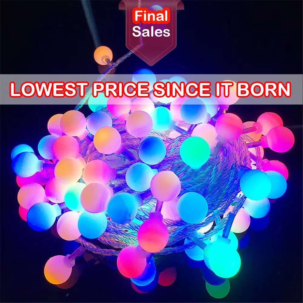 Globe String Lights 220V 10m 100 Ball LED Garland Connectable 8 Modes Fariy Lights Christmas Patio Party Indoor Outdoor Bedroom
