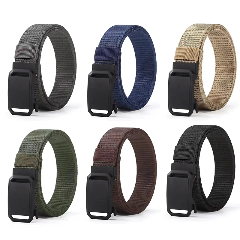 Men\'s Belt Outdoor Hunting Belt Multi Functional Automatic Metal Buckle Nylon Belt High Quality Canvas Belt 