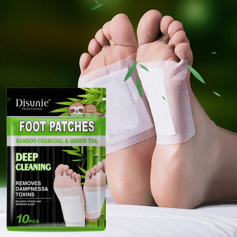 10pcs Detoxifying Foot Pads All-Natural Bamboo Foot Detoxifying Relief Relieve Stress Improve Sleep Relaxation Deep Cleansing