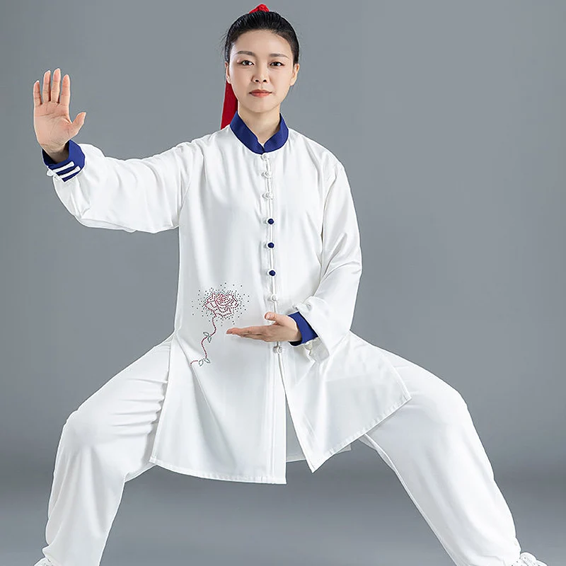 Premium High-End Unisex Tai Chi Practice Uniform Spring/Autumn 2026 New Rhinestone Flowy Comfort Fit for Performance & Practice