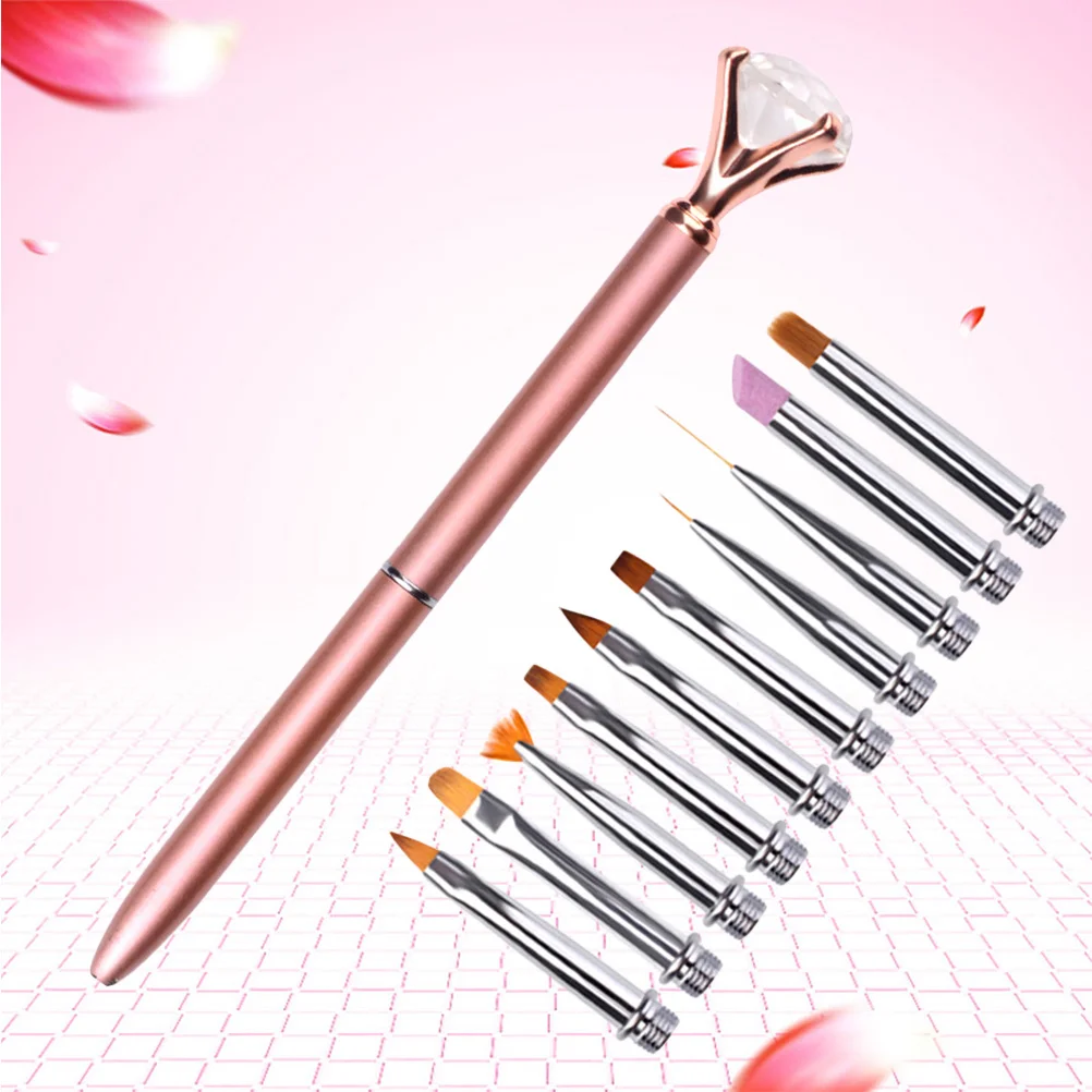 

11Pcs Nail Painting Brush Set Professional Nail Art Pen Smooth Handle DIY Manicure Decoration Tool Replacement Heads