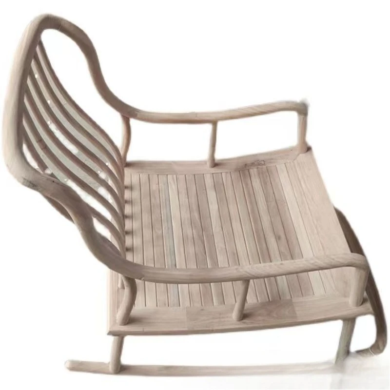 Chinese rocking chair, balcony lunch break lazy back chair, weathered old elm recliner, elderly rocking chair